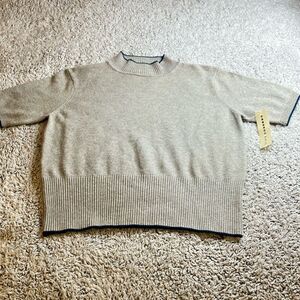 BLUE ICE XL Unisex Wool Cashmere Blend Short Sleeve Sweater